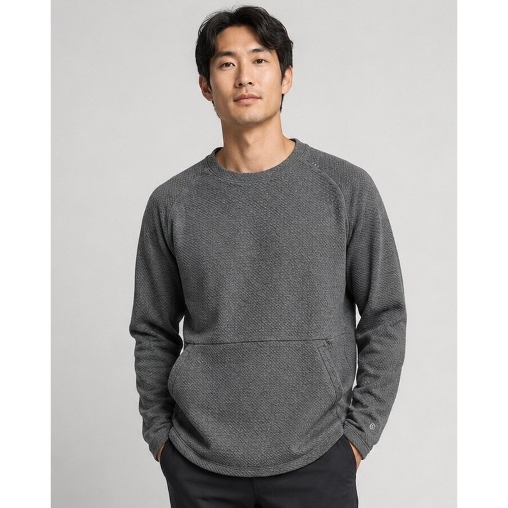 Lululemon Engineered Warmth Half Zip Pullover Men's M Dark Grey Textured